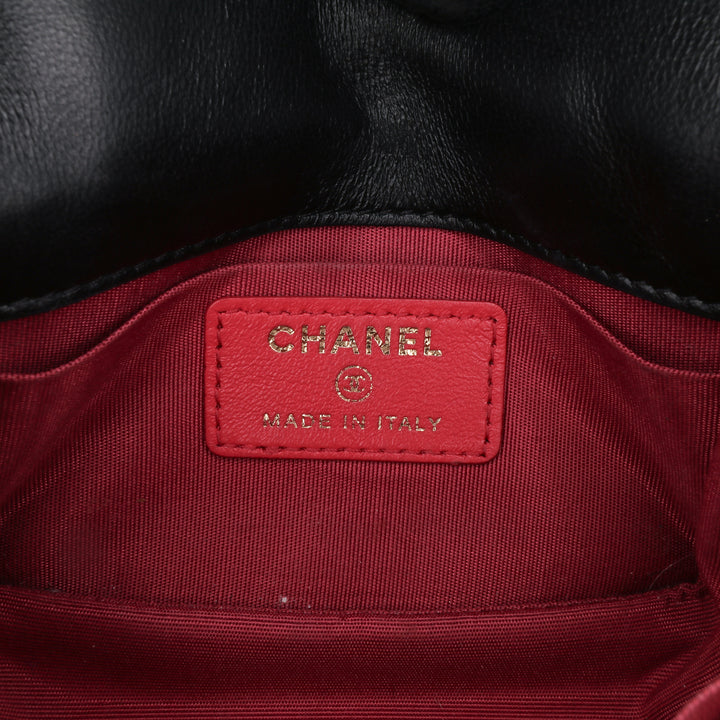 Mini Lambskin Button On Top Flap Black - Gaby Paris