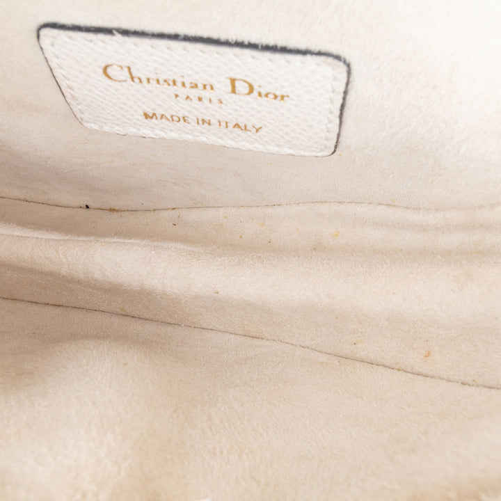 Dior Mini Grained Calfskin Saddle Bag White - GABY PARIS