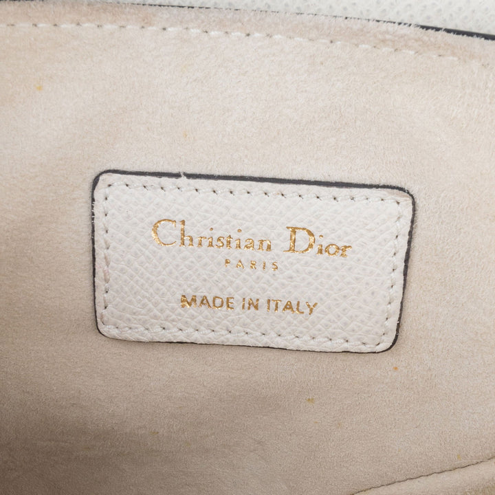 Dior Mini Grained Calfskin Saddle Bag White - GABY PARIS