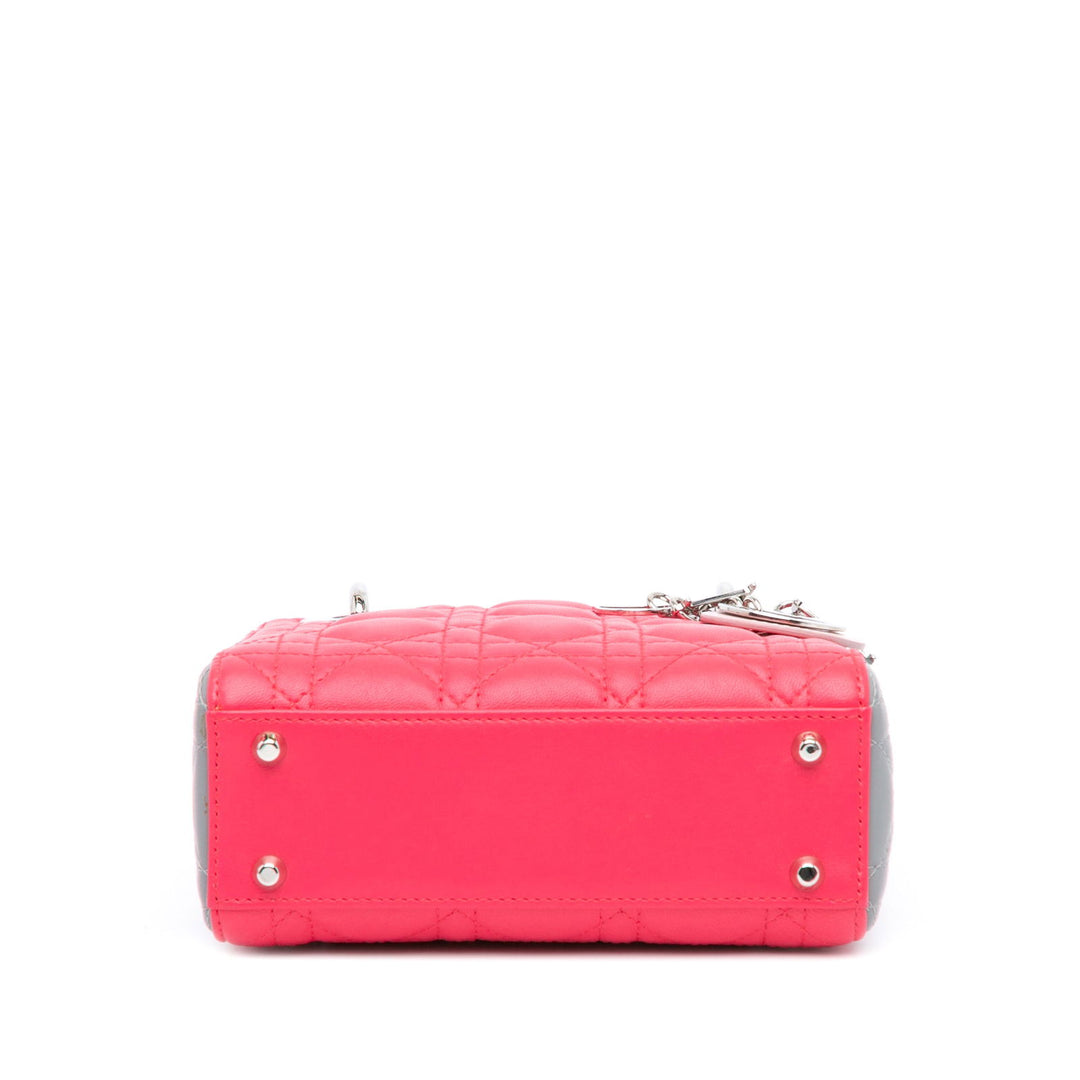 Dior Mini Tricolor Lambskin Cannage Lady Dior Pink - GABY PARIS