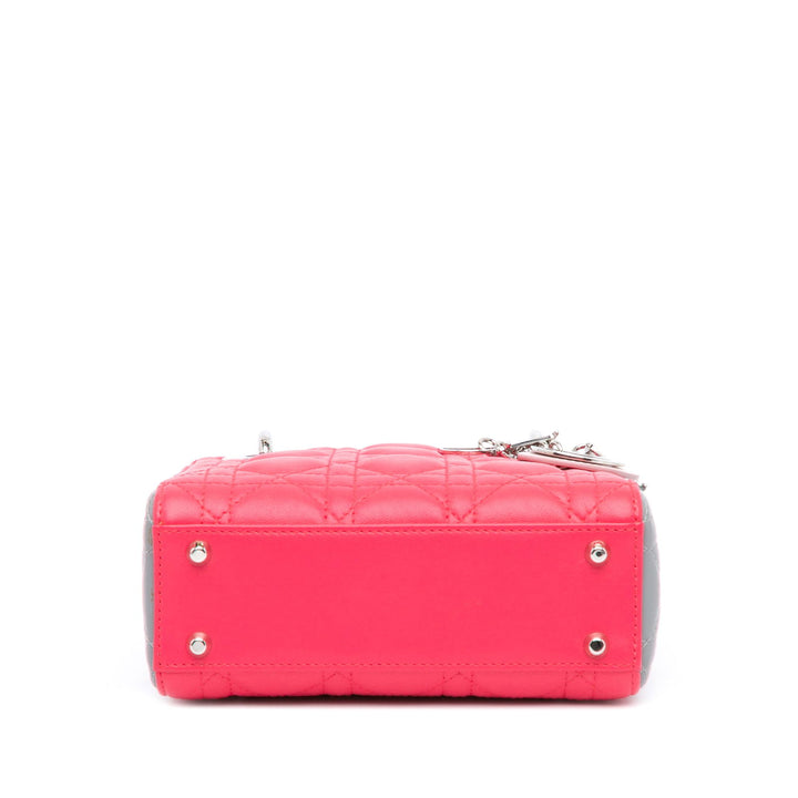 Dior Mini Tricolor Lambskin Cannage Lady Dior Pink - GABY PARIS