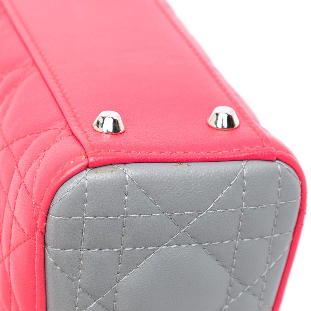 Dior Mini Tricolor Lambskin Cannage Lady Dior Pink - GABY PARIS