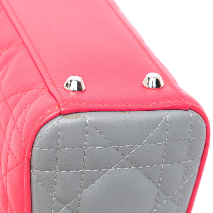 Dior Mini Tricolor Lambskin Cannage Lady Dior Pink - GABY PARIS