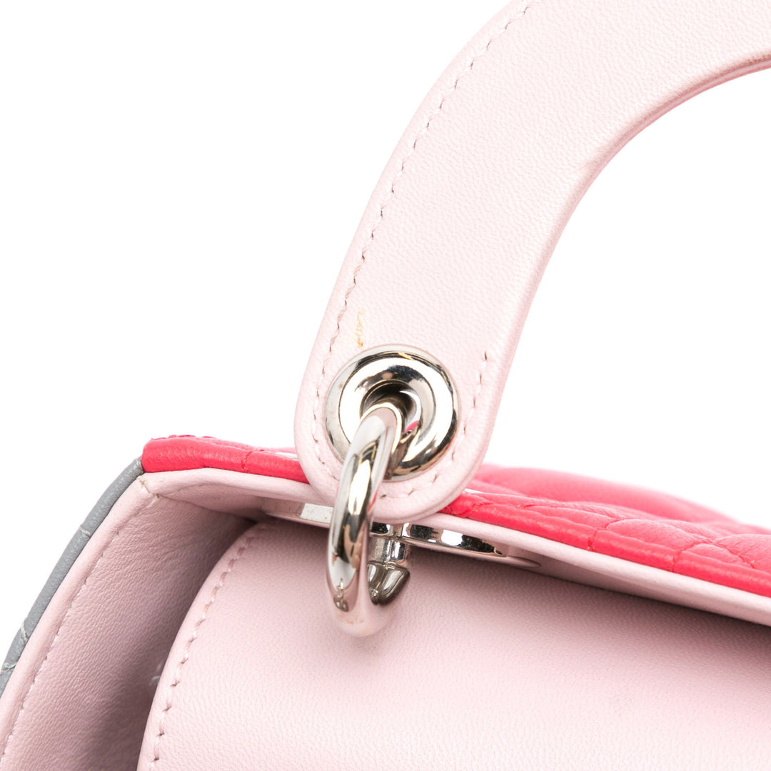 Dior Mini Tricolor Lambskin Cannage Lady Dior Pink - GABY PARIS