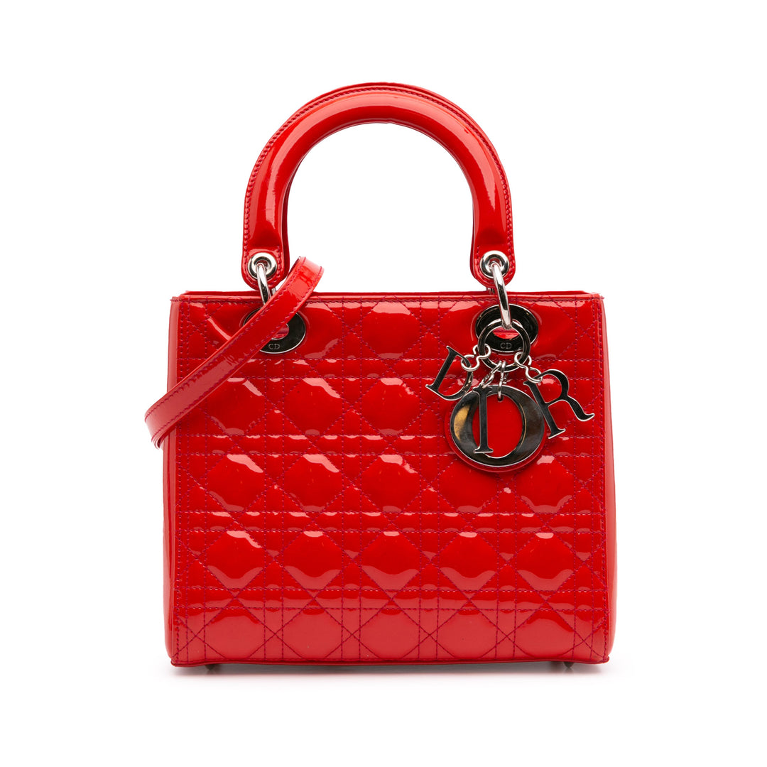 Medium Patent Cannage Lady Dior Red - Gaby Paris