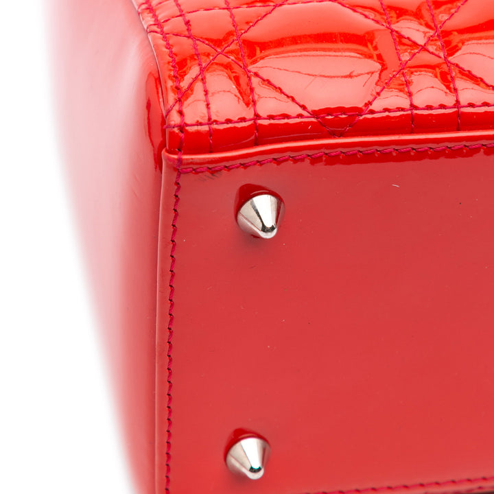 Medium Patent Cannage Lady Dior Red - Gaby Paris