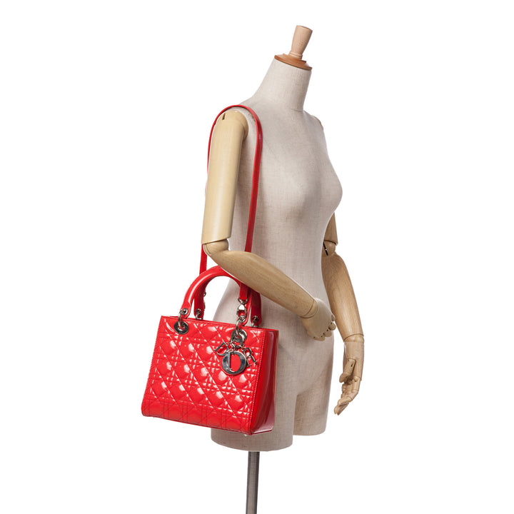 Medium Patent Cannage Lady Dior Red - Gaby Paris