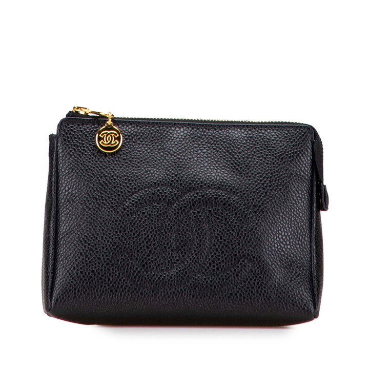 Chanel CC Caviar Cosmetic Pochette Noir