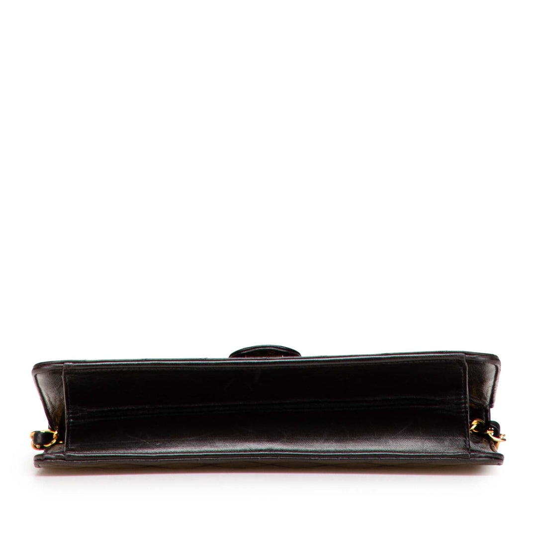 Medium CC Quilted Lambskin Half Single Flap Black - Gaby Paris