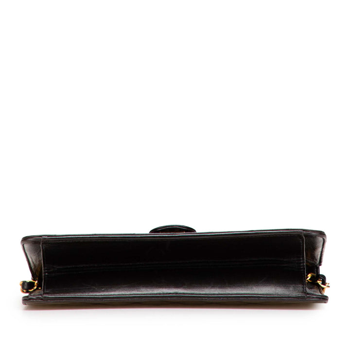 Medium CC Quilted Lambskin Half Single Flap Black - Gaby Paris