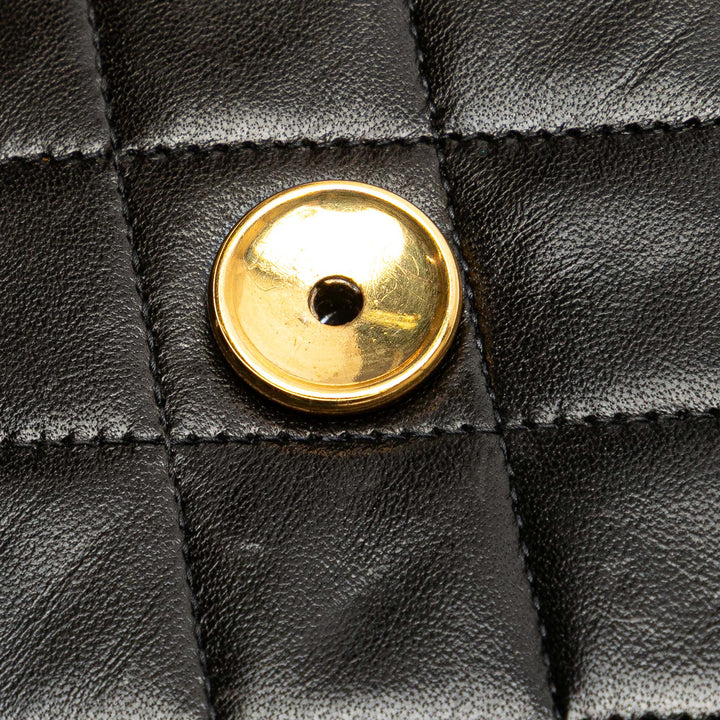 Medium CC Quilted Lambskin Half Single Flap Black - Gaby Paris