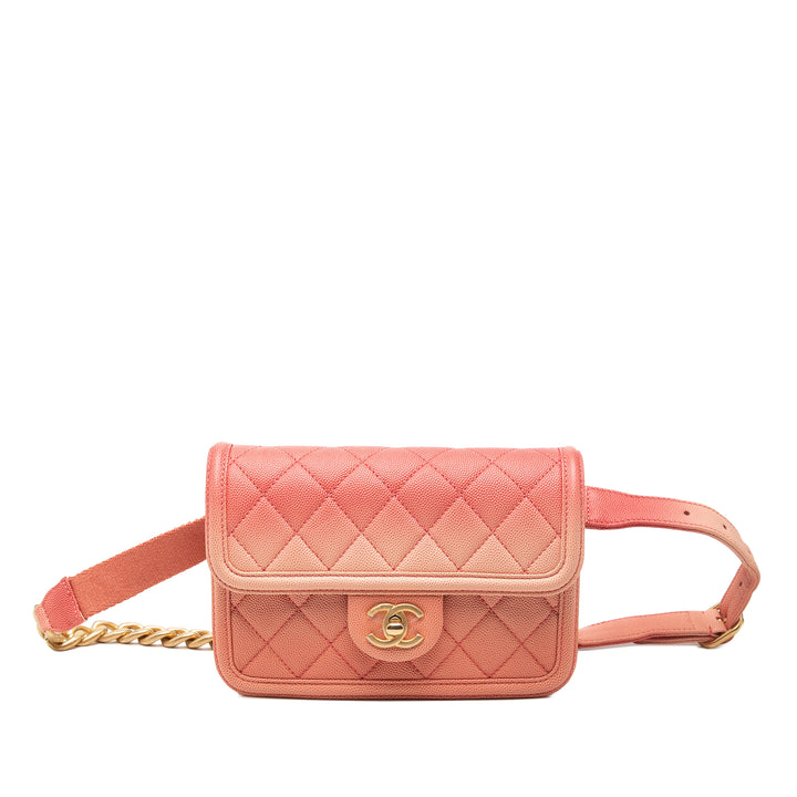 Chanel Matelassé Sunset On The Sea à rabat Sac ceinture Cuir caviar