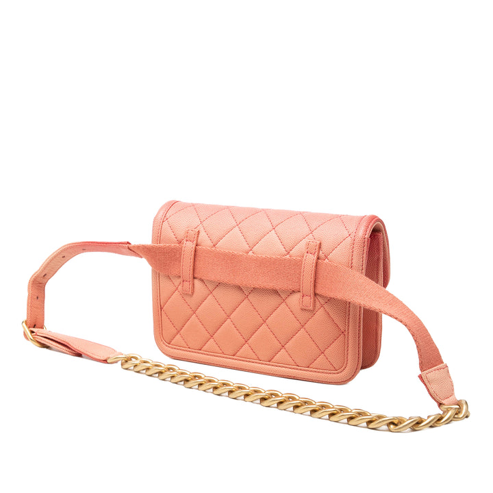 Chanel Matelassé Sunset On The Sea à rabat Sac ceinture Cuir caviar