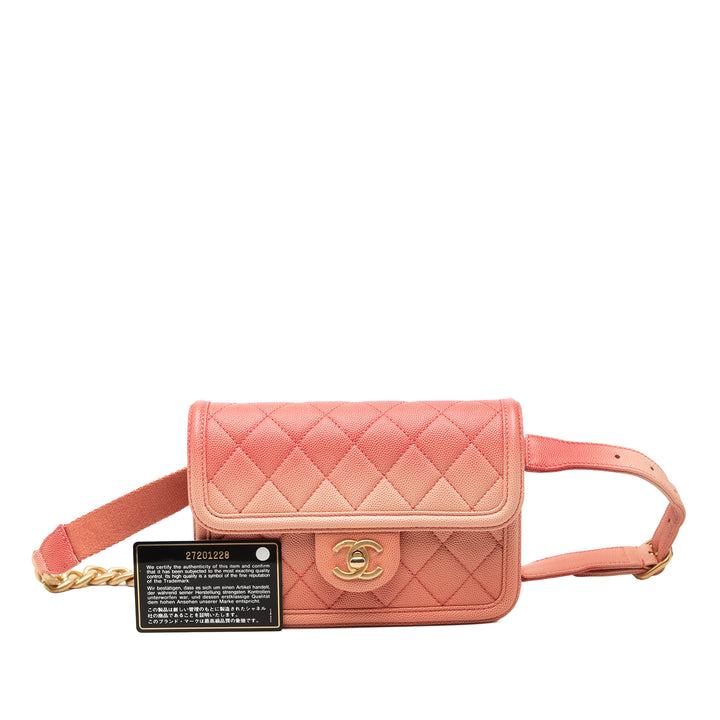 Chanel Matelassé Sunset On The Sea à rabat Sac ceinture Cuir caviar
