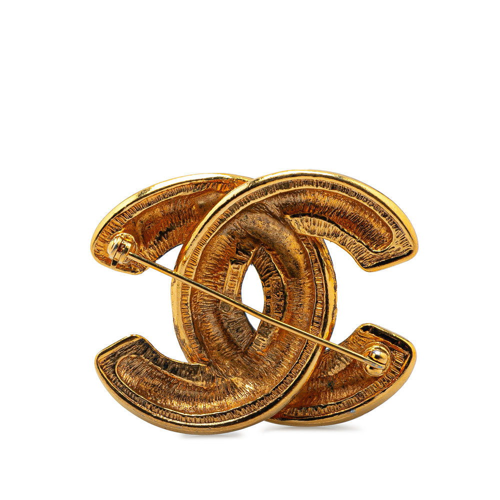 Gold Plated CC Quilted Brooch Gold - Gaby Paris