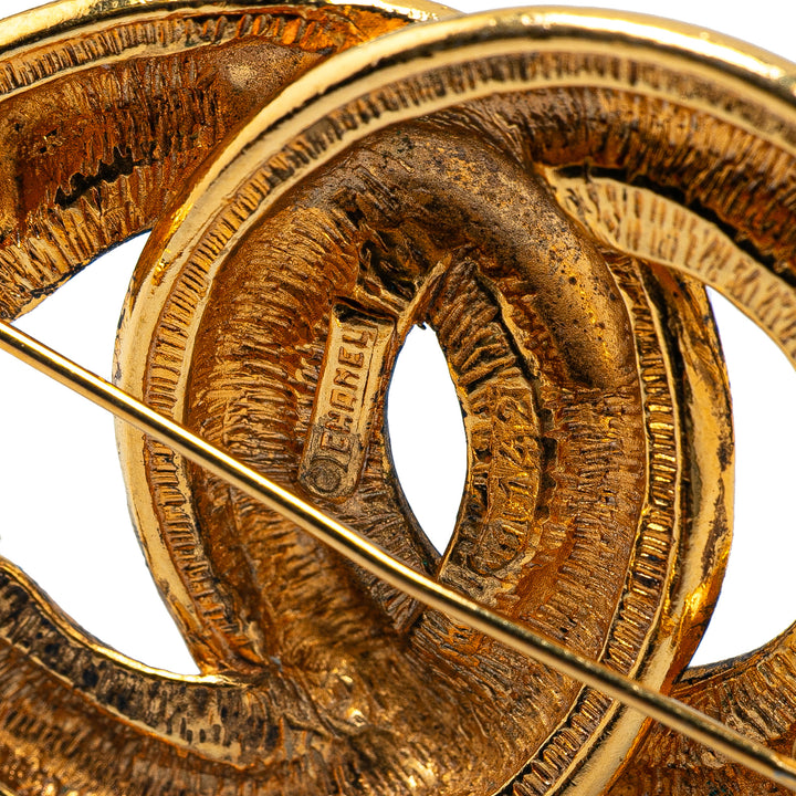 Gold Plated CC Quilted Brooch Gold - Gaby Paris
