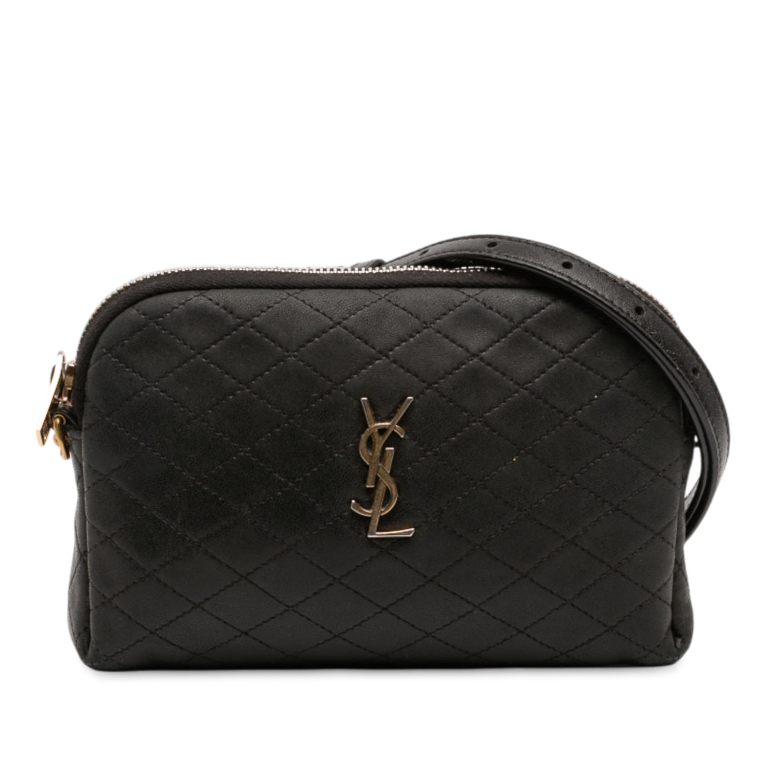 Saint Laurent Mini Matelassé Cuir d’agneau Gaby Zippered Pochette