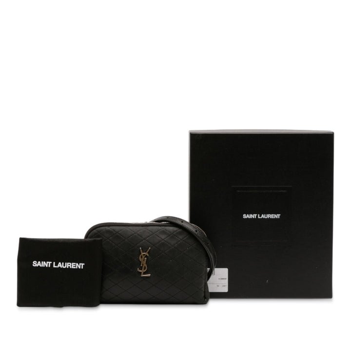 Saint Laurent Mini Matelassé Cuir d’agneau Gaby Zippered Pochette
