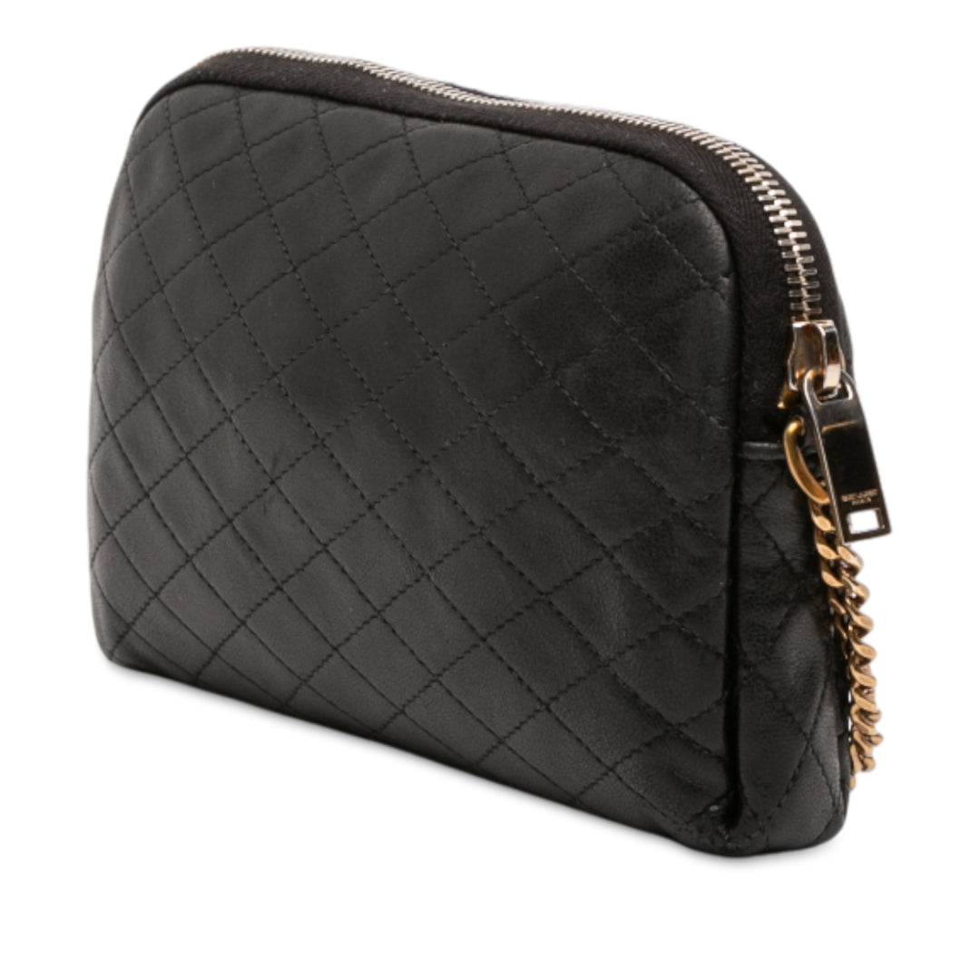 Saint Laurent Mini Matelassé Cuir d’agneau Gaby Zippered Pochette