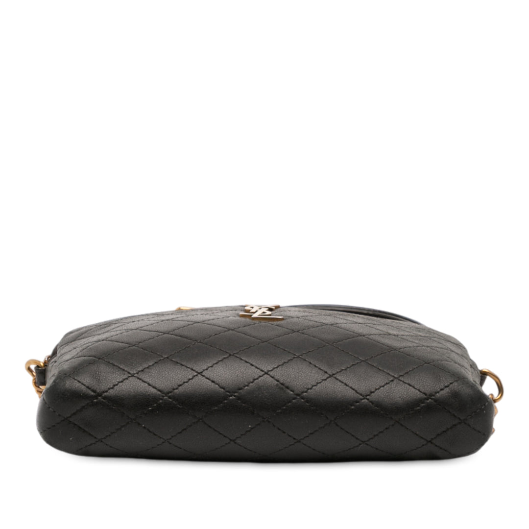 Saint Laurent Mini Matelassé Cuir d’agneau Gaby Zippered Pochette