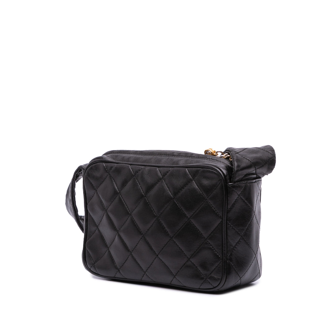 Chanel Mini Quilted Cuir d’agneau Camera Sac porté croisé Noir