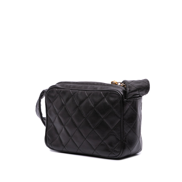 Chanel Mini Quilted Cuir d’agneau Camera Sac porté croisé Noir