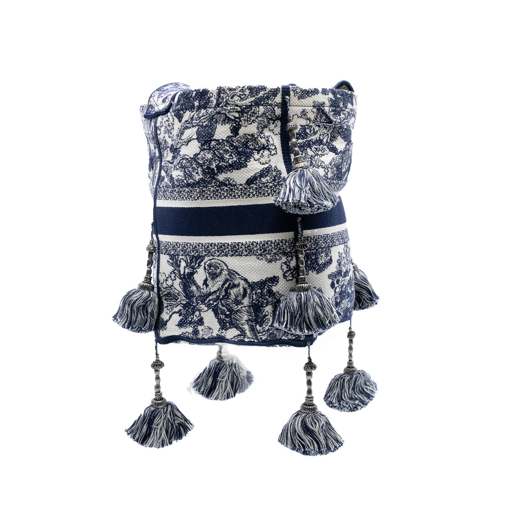 Dior Toile brodé Toile De Jouy D Bubble Bucket Sac