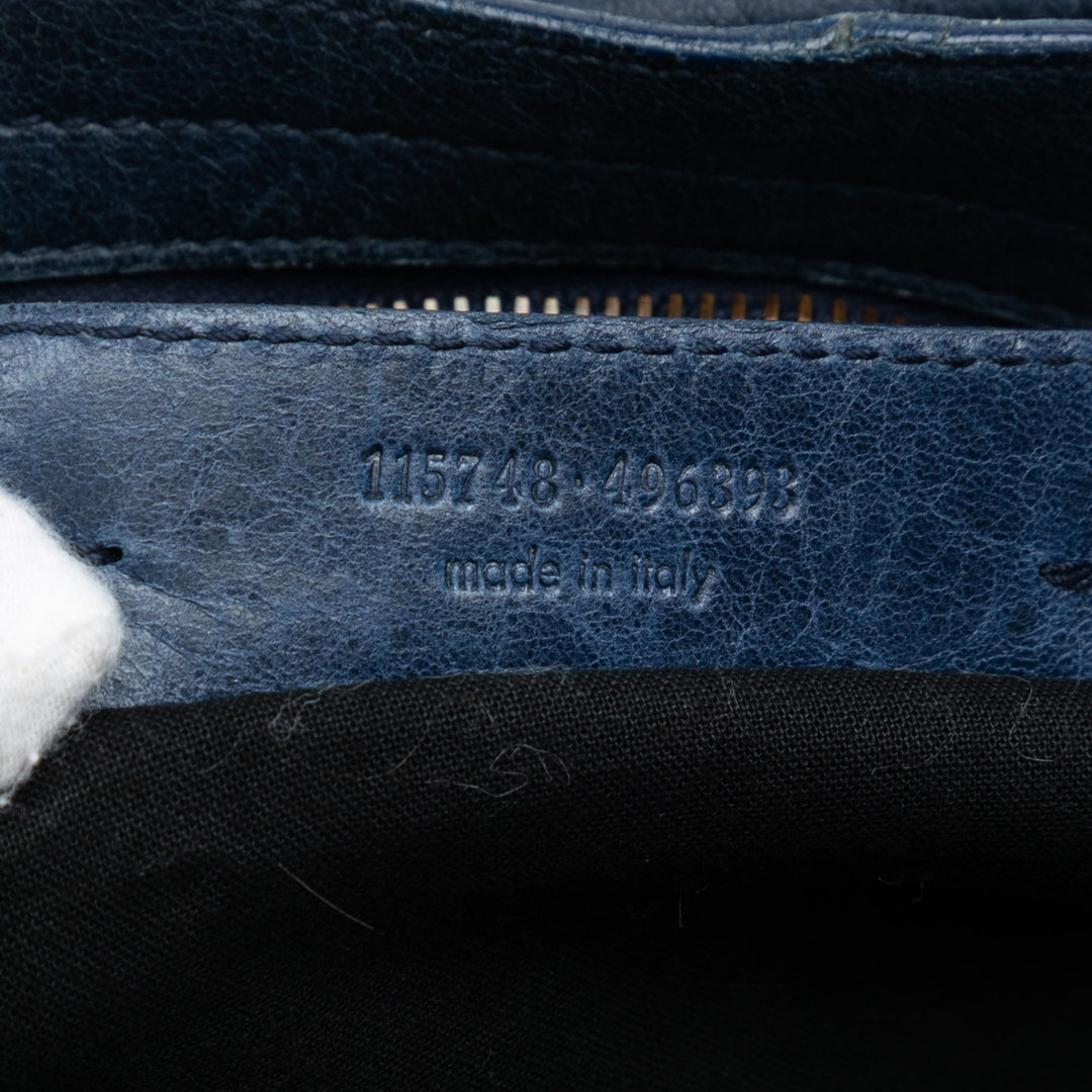 Balenciaga Cuir d’agneau Motocross Classic City Sac cartable Bleu