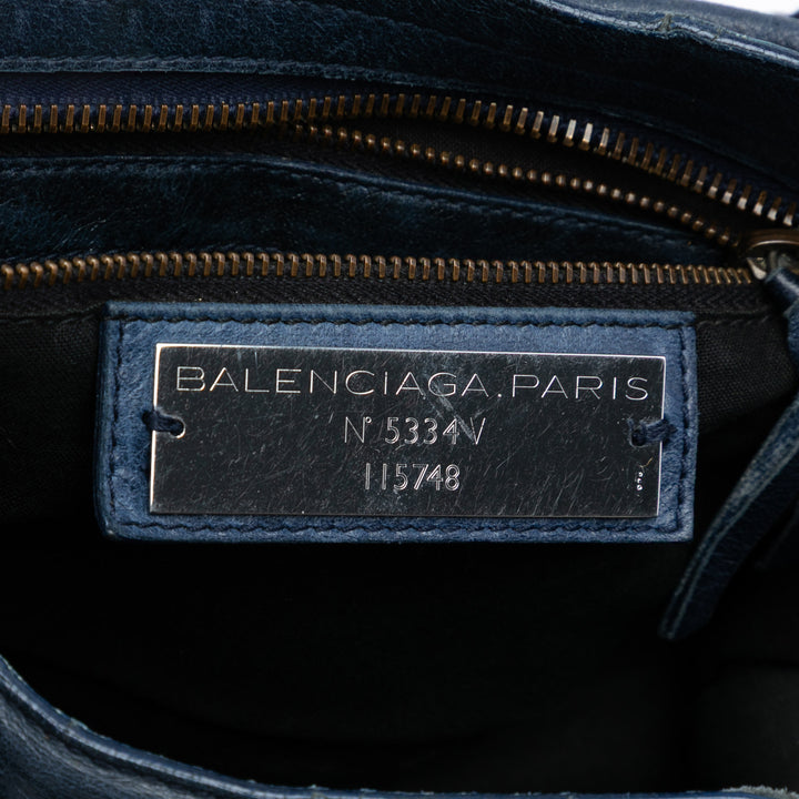 Balenciaga Cuir d’agneau Motocross Classic City Sac cartable Bleu