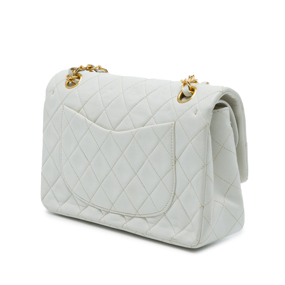 Chanel Classic Double rabat Petit Cuir d'agneau Blanc – vue 2 – GABY PARIS
