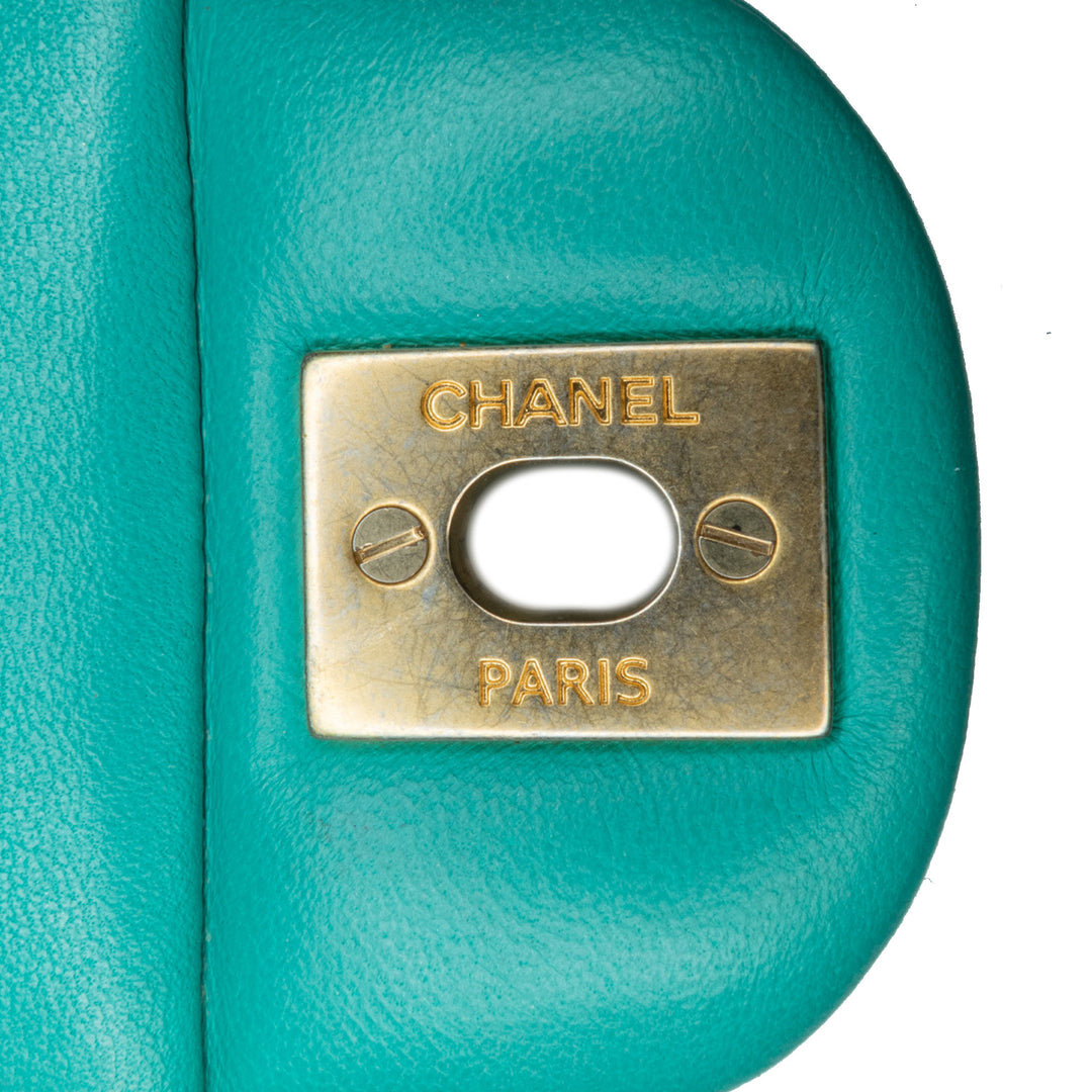 Chanel Mini Square Classic Lambskin Single Flap Green - GABY PARIS