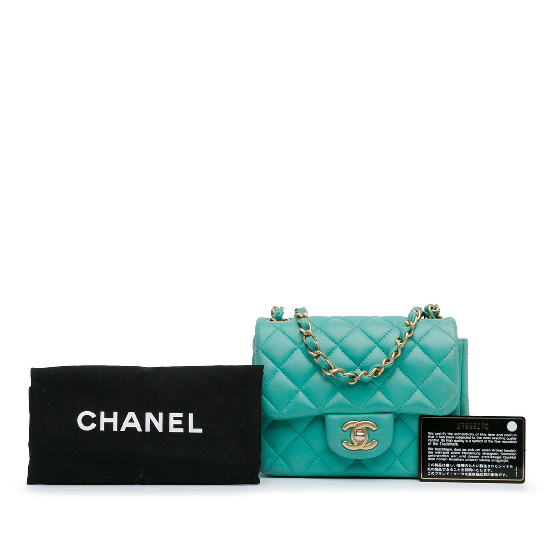 Chanel Mini Square Classic Lambskin Single Flap Green - GABY PARIS