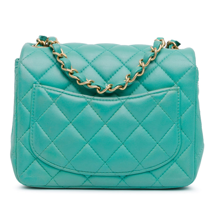 Chanel Mini Square Classic Lambskin Single Flap Green - GABY PARIS