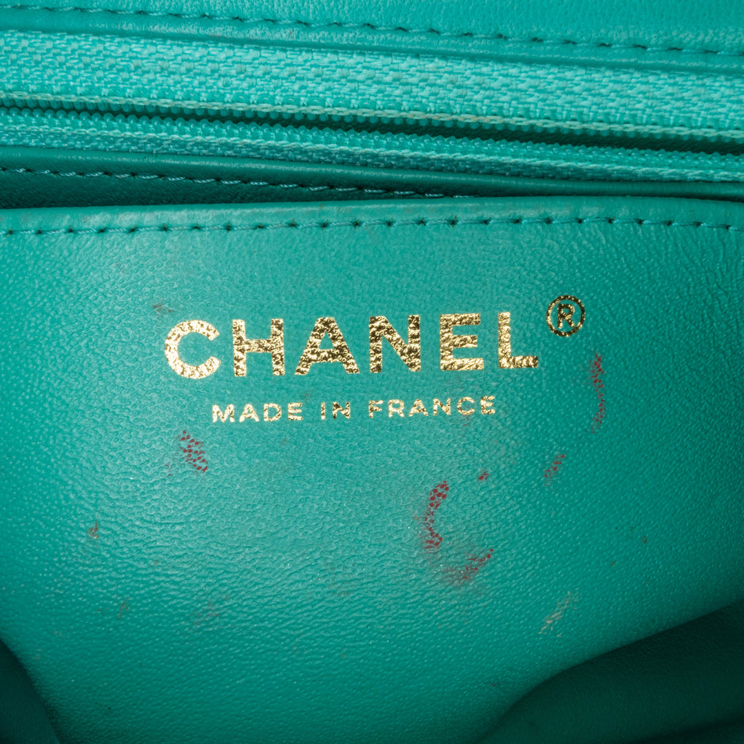 Chanel Mini Square Classic Lambskin Single Flap Green - GABY PARIS