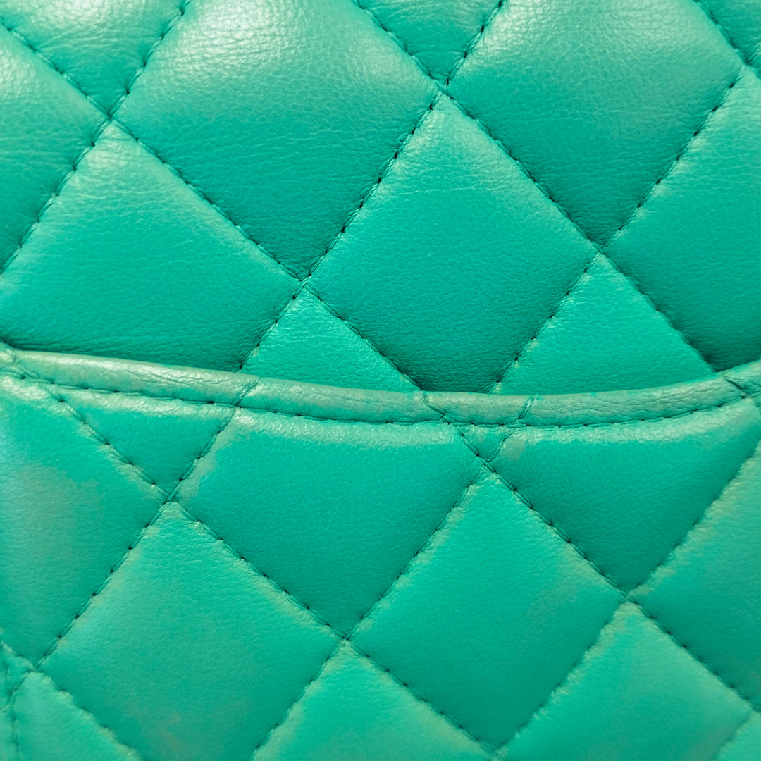 Chanel Mini Square Classic Lambskin Single Flap Green - GABY PARIS