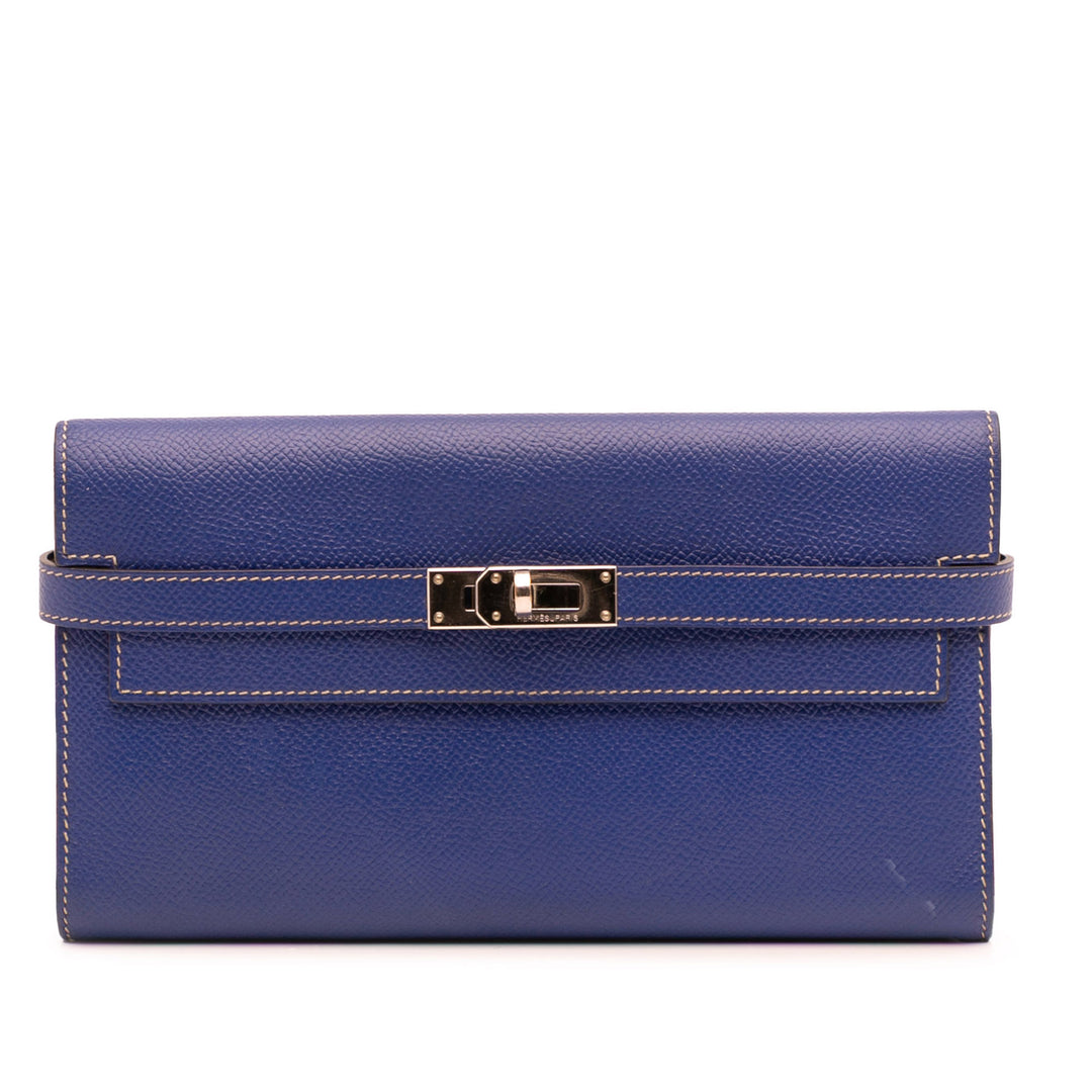 Epsom Kelly Longue Wallet Blue - Gaby Paris