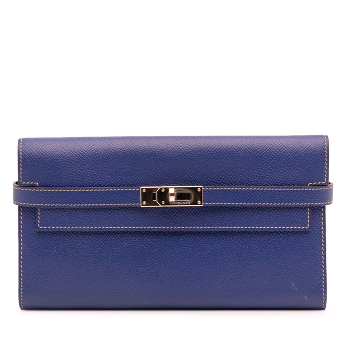 Epsom Kelly Longue Wallet Blue - Gaby Paris