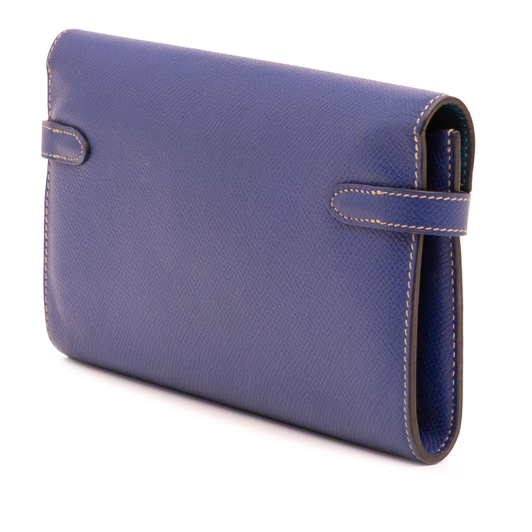 Epsom Kelly Longue Wallet Blue - Gaby Paris