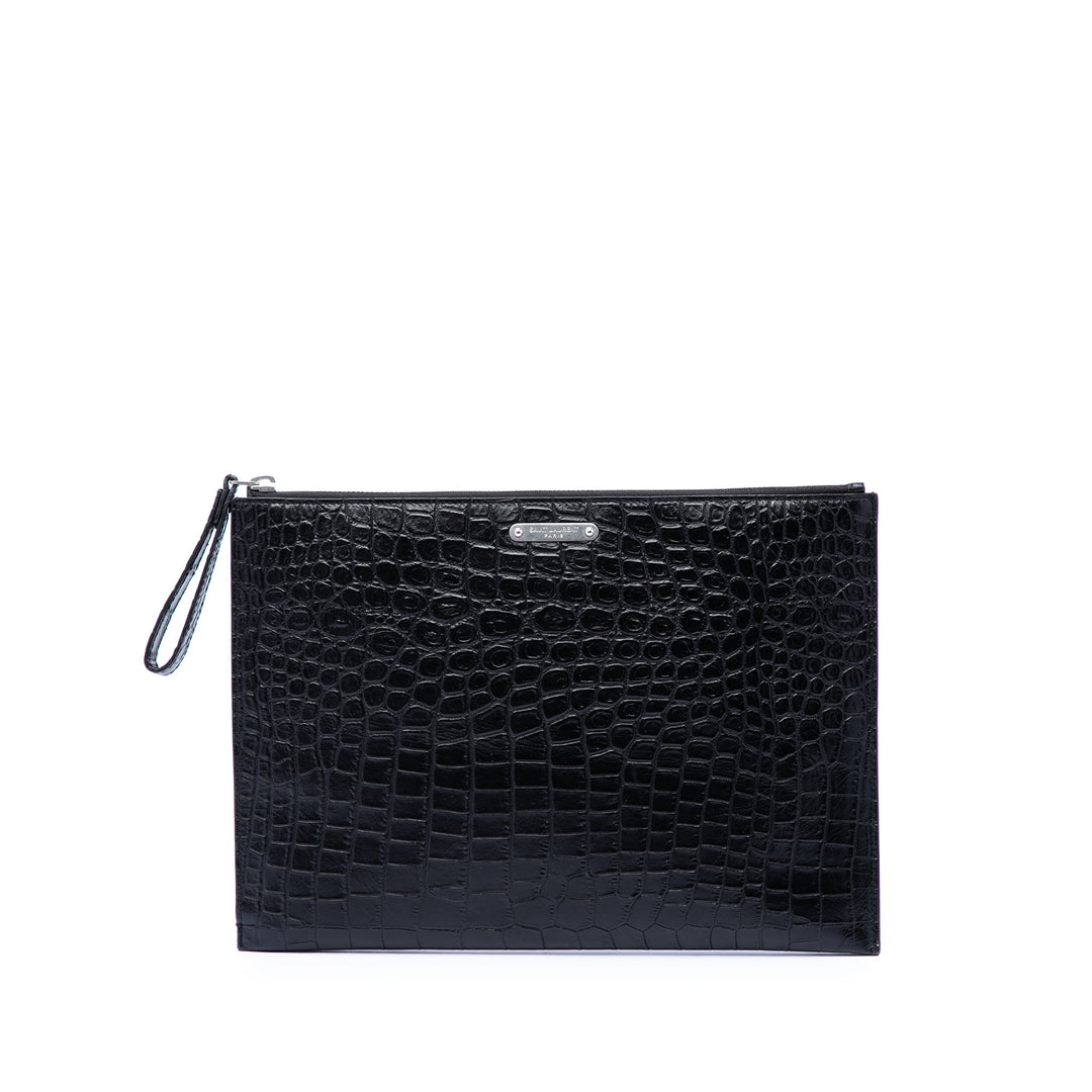 Saint Laurent Croc embossé Cuir Pochette