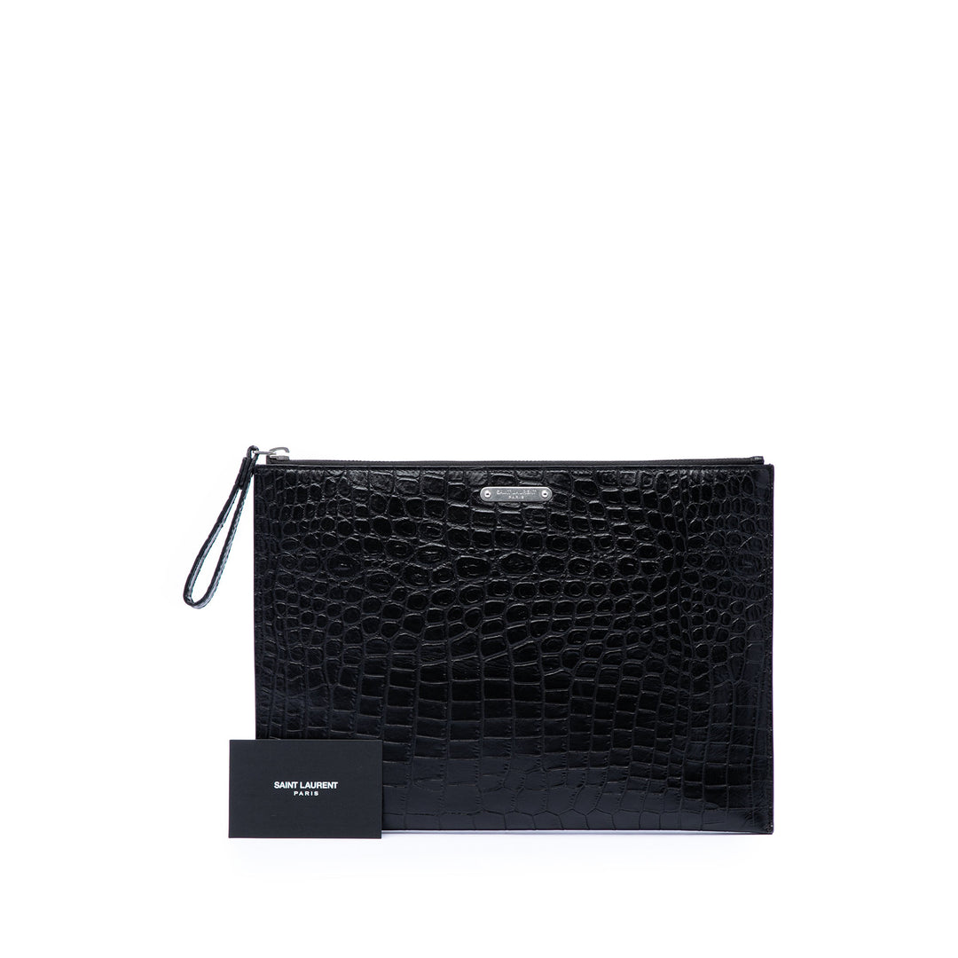 Saint Laurent Croc embossé Cuir Pochette