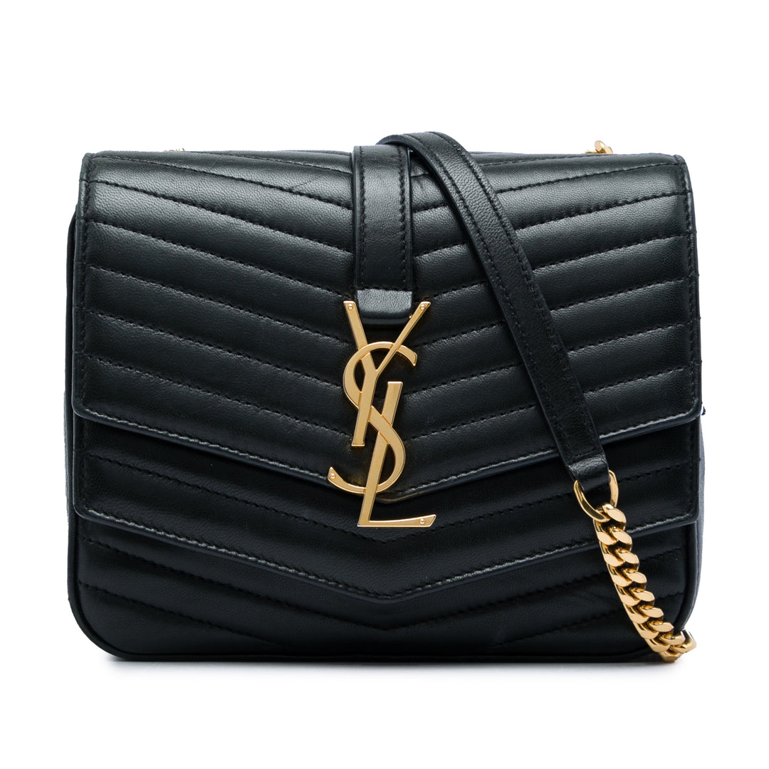 Saint Laurent Chevron Sulpice Sac Petit Cuir d'agneau Vert – vue principale – GABY PARIS