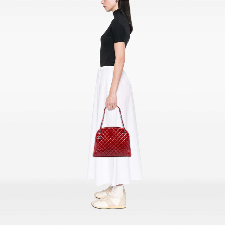 Matelassé froissé Just Mademoiselle Sac bowling Grand Rouge