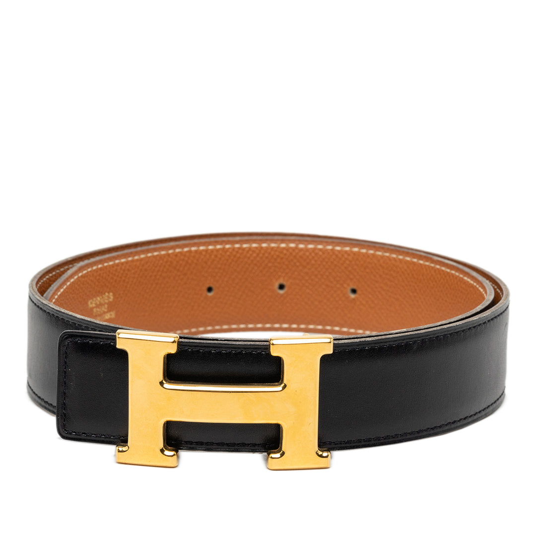 Hermès Box Veau et Courchevel Constance H Réversible Ceinture Cuir Box