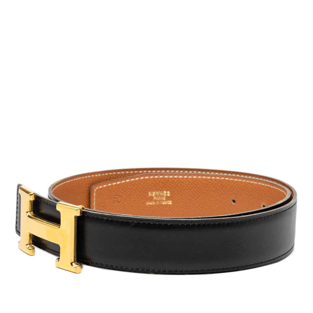 Hermès Box Veau et Courchevel Constance H Réversible Ceinture Cuir Box