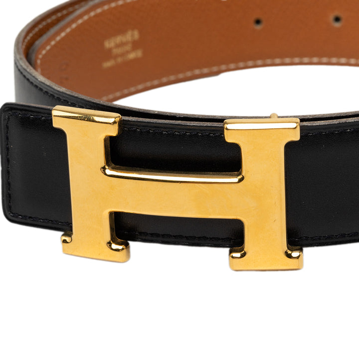 Hermès Box Veau et Courchevel Constance H Réversible Ceinture Cuir Box