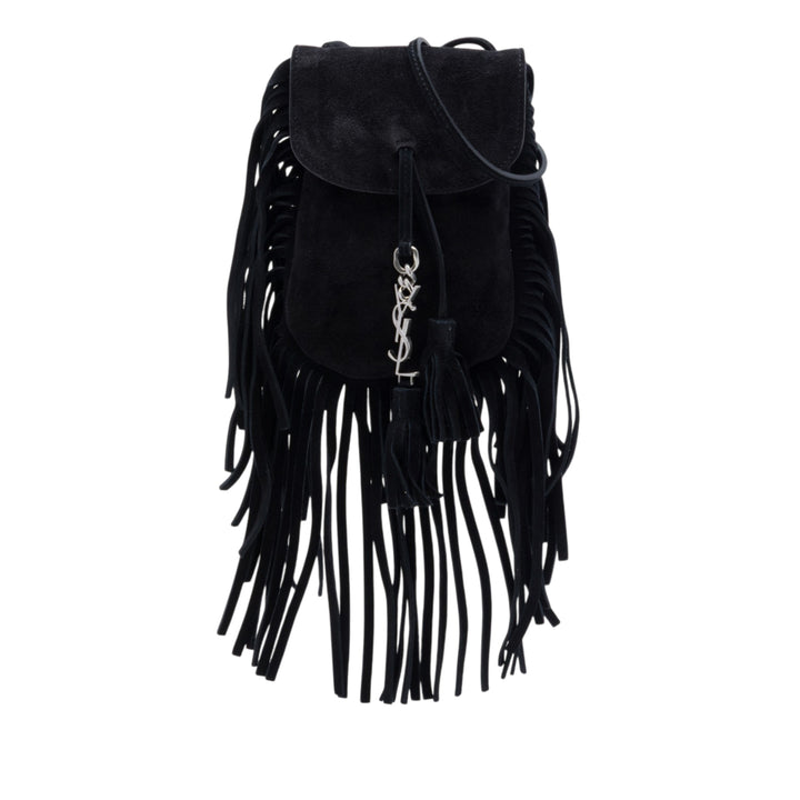 Saint Laurent Toy Daim Anita Fringed Sac porté croisé