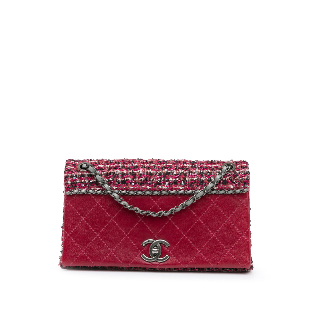CC Lambskin and Tweed Flap Red - Gaby Paris
