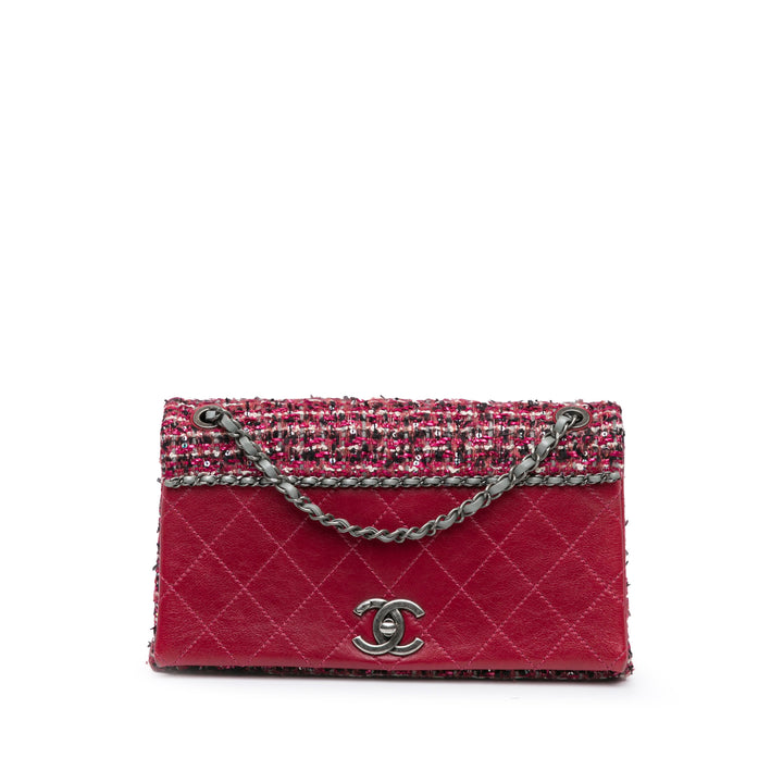 CC Lambskin and Tweed Flap Red - Gaby Paris