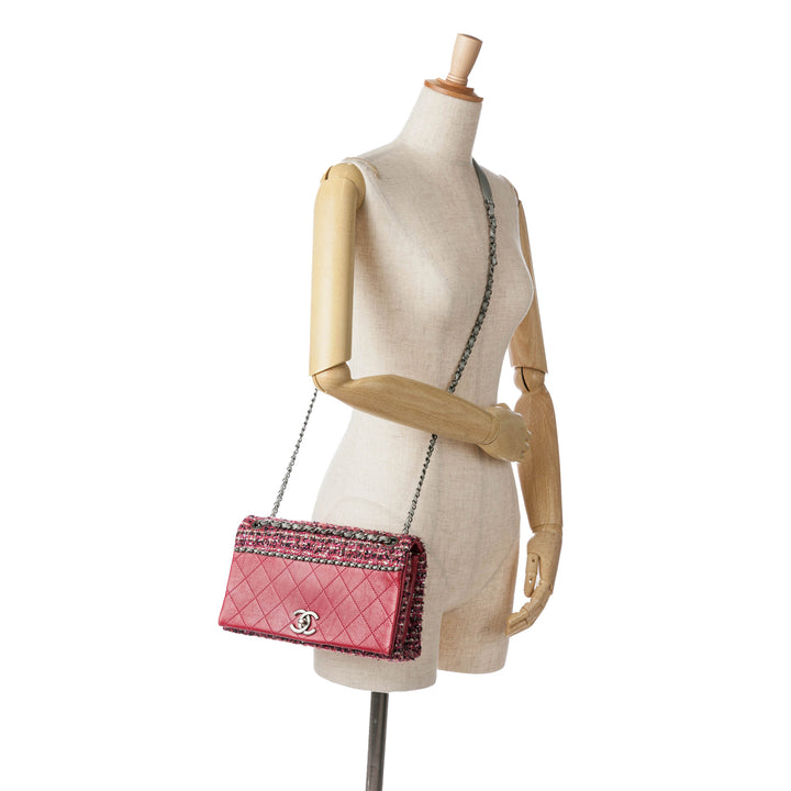 CC Lambskin and Tweed Flap Red - Gaby Paris