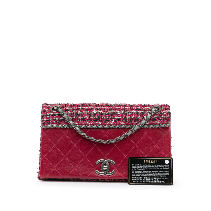 CC Lambskin and Tweed Flap Red - Gaby Paris